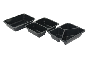 Plastová zatavovací miska 3D černá PP 227x178x30 mm ideal pack®