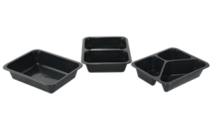 Plastová zatavovací miska 3D černá PP 227x178x30 mm ideal pack®