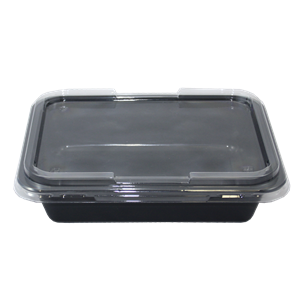 Plastová zatavovací miska LIGHT 1D černá PP 227x178x40 mm ideal pack®
