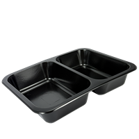 Plastová zatavovací miska 2D černá PP 227x178x40 mm ideal pack®