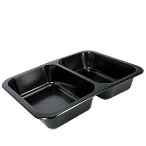 Plastová zatavovací miska 2D černá PP 227x178x40 mm ideal pack®