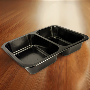 Plastová zatavovací miska 2D černá PP 227x178x40 mm ideal pack®