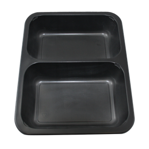 Plastová zatavovací miska 2D černá PP 227x178x40 mm ideal pack®