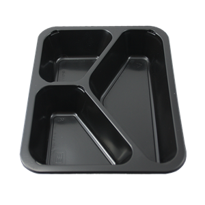 Plastová zatavovací miska 3D černá PP 227x178x40 mm ideal pack®