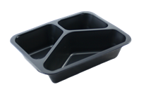 Plastová zatavovací miska LIGHT 3D černá PP 227x178x40 mm ideal pack®