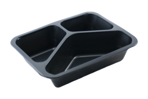 Plastová zatavovací miska LIGHT 3D černá PP 227x178x40 mm ideal pack®