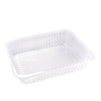 Plastová zatavovací miska 1D transparentní žebrovaná PP 227x178x50 mm ideal pack®