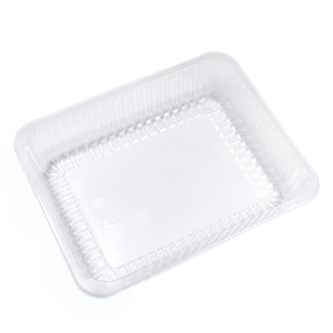 Plastová zatavovací miska 1D transparentní žebrovaná PP 227x178x50 mm ideal pack®