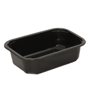 Plastová zatavovací miska hranatá na polévku černá PP 350 ml ideal pack®