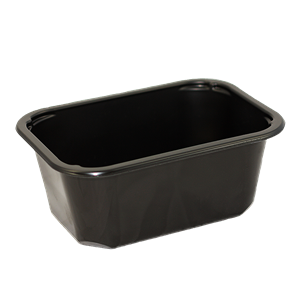 Plastová zatavovací miska hranatá na polévku černá PP 500 ml ideal pack®