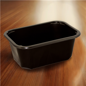 Plastová zatavovací miska hranatá na polévku černá PP 500 ml ideal pack®