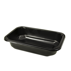 Plastová zatavovací miska PP 178x113x40 mm na polévku černá PP 500 ml ideal pack®