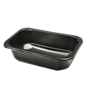 Plastová zatavovací miska PP 178x113x50 mm na polévku černá PP 600 ml ideal pack®