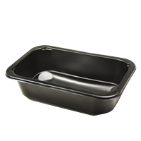 Plastová zatavovací miska PP 178x113x50 mm na polévku černá PP 600 ml ideal pack®