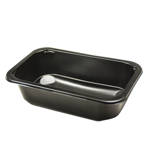 Plastová zatavovací miska PP 178x113x50 mm na polévku černá PP 600 ml ideal pack®
