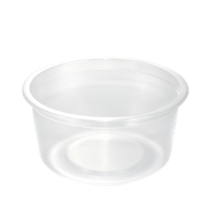 Plastová zatavovací miska na polévku PP 350 ml kulatá transparentní O115 mm