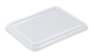 Plastové víčko hranaté PET 234x185x18 mm na zatavovací misky ideal pack®