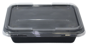 Plastové víčko hranaté PET 234x185x18 mm na zatavovací misky ideal pack®