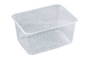 Plastová miska hranatá PP 179x132x89 mm 1500 ml transparentní žebrovaná ideal pack® bal/50 ks