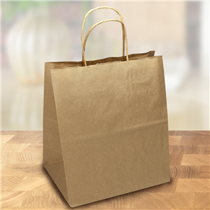 Papírová taška s krouceným uchem 240+140x280 mm hnědá