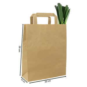 Papírová taška s plochým uchem 220+100x280 mm hnědá