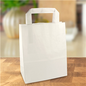 Papírová taška s plochým uchem 180+80x220 mm bílá