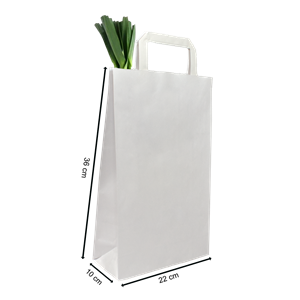 Papírová taška s plochým uchem 220+100x360 mm bílá