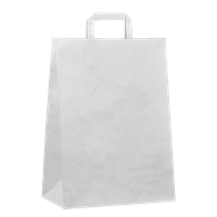 Papírová taška s plochým uchem 320+160x450 mm bílá