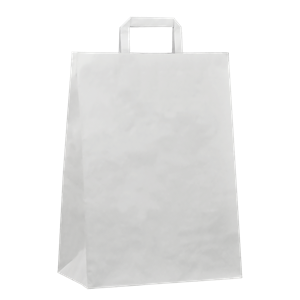 Papírová taška s plochým uchem 320+160x450 mm bílá