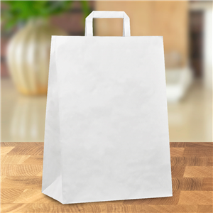 Papírová taška s plochým uchem 320+160x450 mm bílá