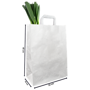 Papírová taška s plochým uchem 320+160x450 mm bílá