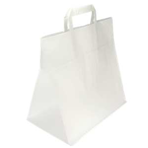 Papírová taška s plochým uchem 320+170x270 mm bílá